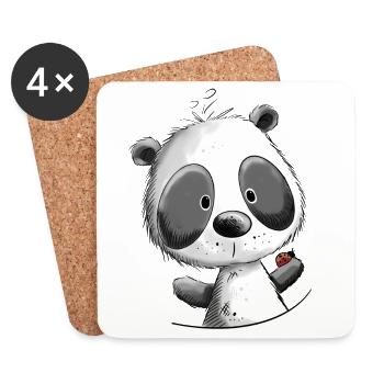 Droll Panda I Panda Ours I Pandas Motif Animal - Dessous de verre (lot de 4) - blanc - Devant
