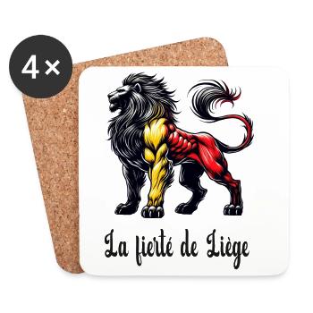 Liège Löwe Flaggen Design - Untersetzer (4er-Set) - Weiß - Vorne