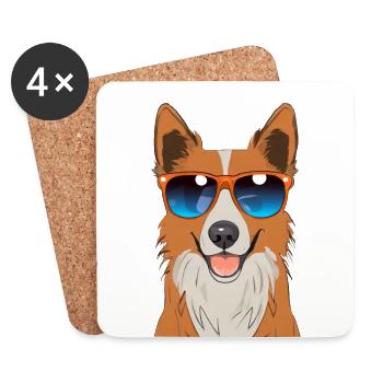 Ein niedlicher Hund mit Sonnenbrille - Untersetzer (4er-Set) - Weiß - Vorne