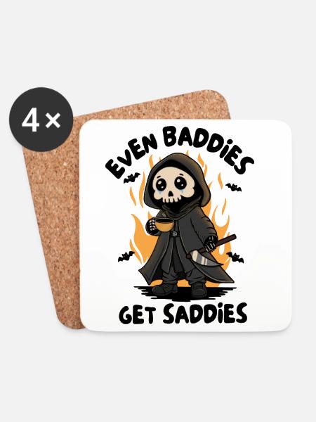 Flaming Grim Reaper with Coffee - Coasters (set of 4) - white