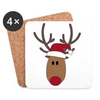 Design zu Weihnachten mit Elch - Untersetzer (4er-Set) - Weiß - Vorne