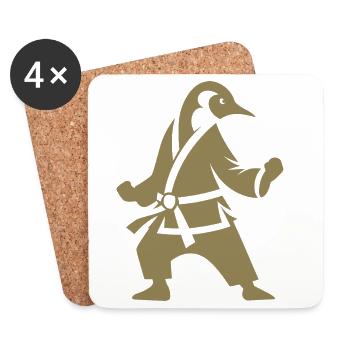 Pingouin Karaté Arts Martiaux Silhouette - Dessous de verre (lot de 4) - blanc - Devant