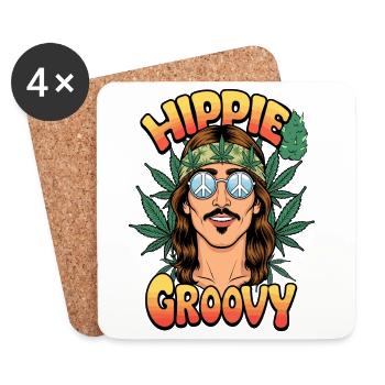 Hippie mit Hanf - Untersetzer (4er-Set) - Weiß - Vorne
