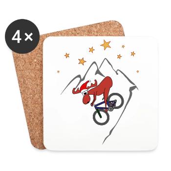 Moose MTB Descente Noël - Dessous de verre (lot de 4) - blanc - Devant
