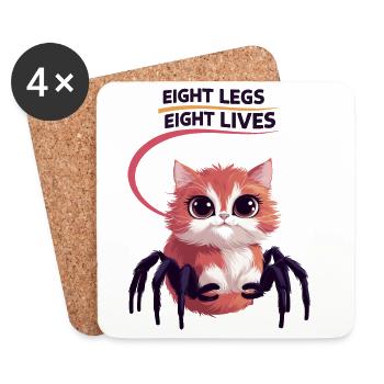 Chat araignées mignonnes - Dessous de verre (lot de 4) - blanc - Devant