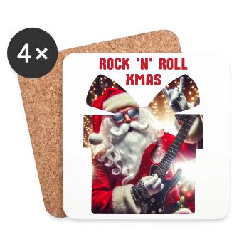 Rock n Roll Xmas - Weihnachtsmann Rocker - Untersetzer (4er-Set) - Weiß - Vorne