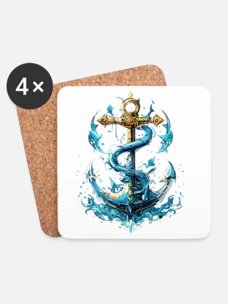Anchor Water Splash - Coasters (set of 4) - white