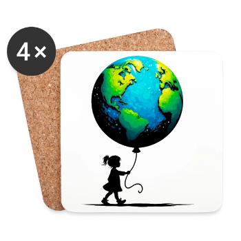 Planet Erde - Untersetzer (4er-Set) - Weiß - Vorne