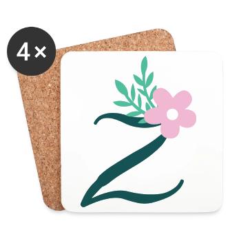 Elegant letter 'Z' with flowers - Coasters (set of 4) - white - Front