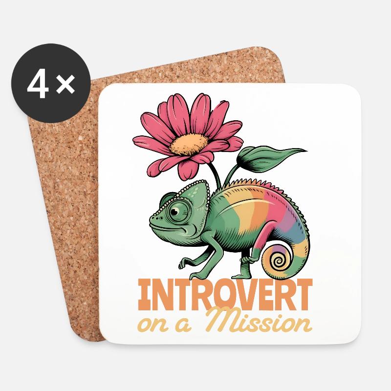 Introvert on a Mission – Chamäleon-Power - Untersetzer (4er-Set) - Weiß