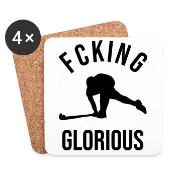 Cadeau pour joueur de hockey sur gazon - Dessous de verre (lot de 4) - blanc - Devant
