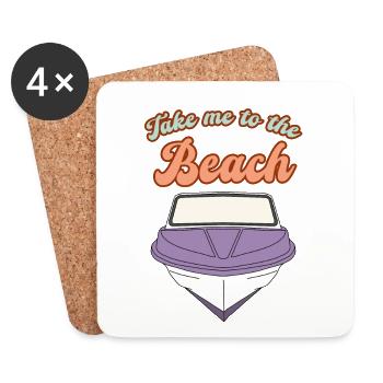 Take me to the Beach - Retro Boat Vintage Holiday - Coasters (set of 4) - white - Front