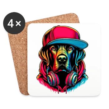 Chien - Dessous de verre (lot de 4) - blanc - Devant
