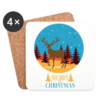 Frohe Weihnachten - Untersetzer (4er-Set) - Weiß - Vorne