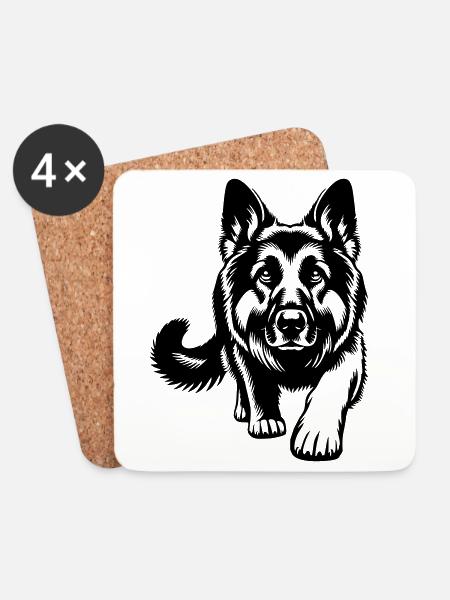 Deutscher schäferhund - Untersetzer (4er-Set) - Weiß