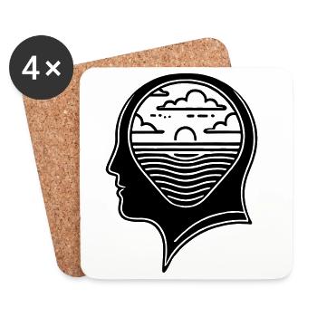 Inner Peace – Head with Sunset - Coasters (set of 4) - white - Front