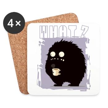 Monster Kaffee what? - Untersetzer (4er-Set) - Weiß - Vorne