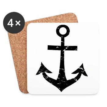 Ancre noire Captain utilisée avec un look vintage Hope - Dessous de verre (lot de 4) - blanc - Devant