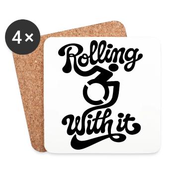 Mit ihm in meinem Rollstuhl zu rollen # - Untersetzer (4er-Set) - Weiß - Vorne