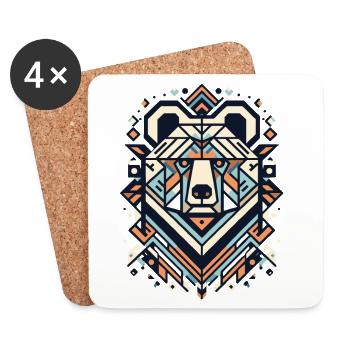 Abstract Animal Bear 2 - Coasters (set of 4) - white - Front