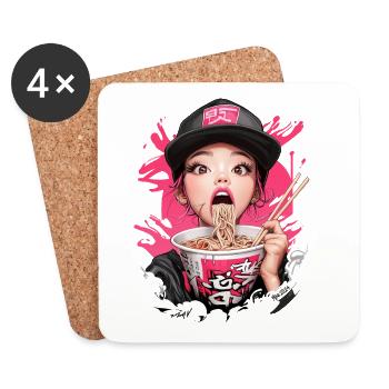 Ramen Girl - Untersetzer (4er-Set) - Weiß - Vorne