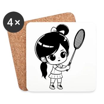 Badminton Mädchen - Untersetzer (4er-Set) - Weiß - Vorne