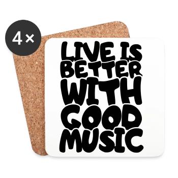 La vie est meilleure avec de la bonne musique # - Dessous de verre (lot de 4) - blanc - Devant