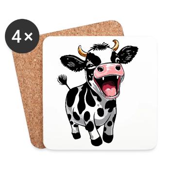 veau mignon veau drôle de ferme design - Dessous de verre (lot de 4) - blanc - Devant