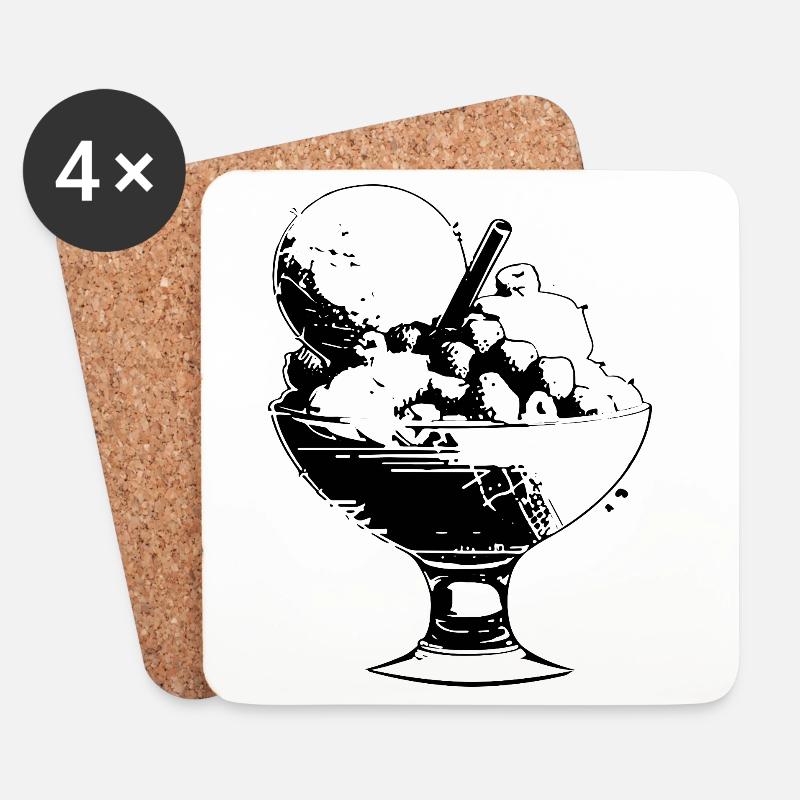 Eisbecher - Untersetzer (4er-Set) - Weiß