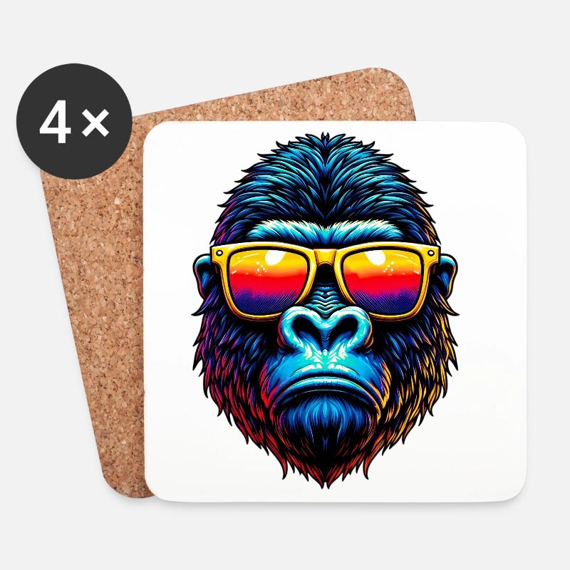 Gorilla - Untersetzer (4er-Set) - Weiß