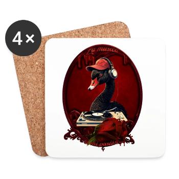 Le cygne noir, symbole de créativité - Dessous de verre (lot de 4) - blanc - Devant