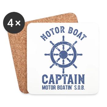 Motorboot Kapitän Rad Motorbootfahren - Untersetzer (4er-Set) - Weiß - Vorne