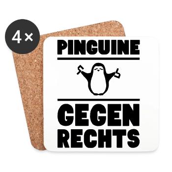 Pinguine gegen rechts / schwarz - Untersetzer (4er-Set) - Weiß - Vorne