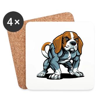 Beagle Dog Muscles Bodybuilding - Coasters (set of 4) - white - Front