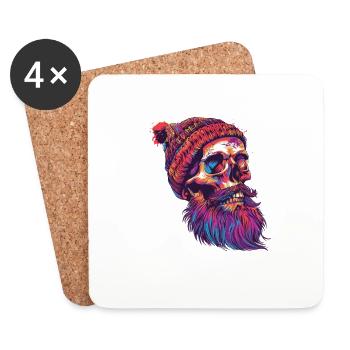 Lumberjack Skull - Coasters (set of 4) - white - Front