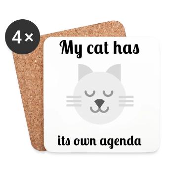 Mon chat a son propre agenda - Dessous de verre (lot de 4) - blanc - Devant