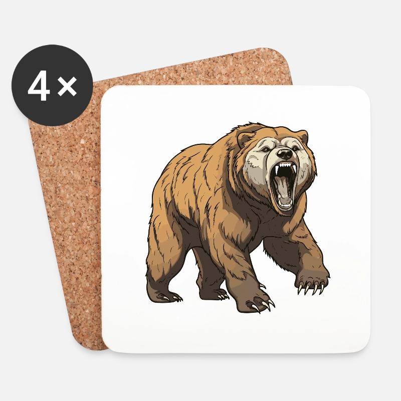 Bär Tier - Untersetzer (4er-Set) - Weiß