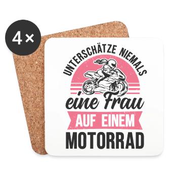 Motorrad Frau Bikerin Motorradfahrerin - Untersetzer (4er-Set) - Weiß - Vorne