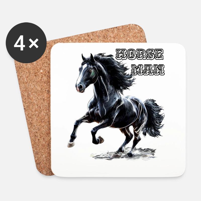 Reiter-Hengst - Untersetzer (4er-Set) - Weiß