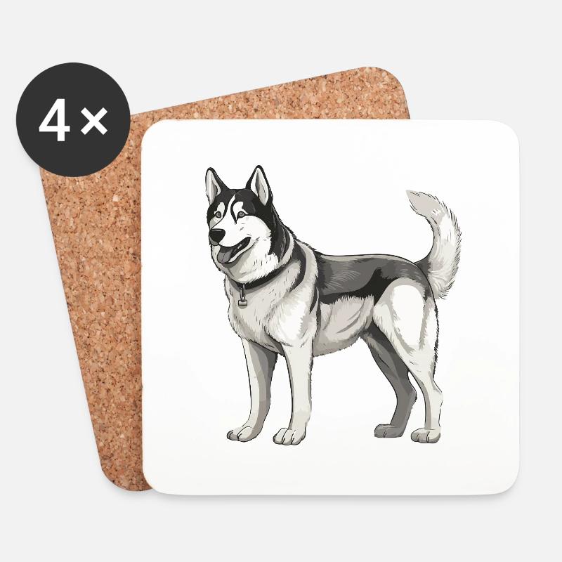 Husky Hund - Untersetzer (4er-Set) - Weiß