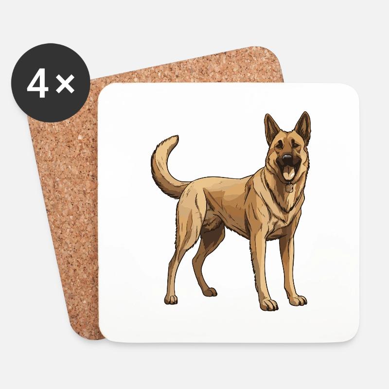 Schäferhund Hund - Untersetzer (4er-Set) - Weiß