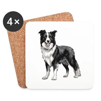 Border Collie Hund - Untersetzer (4er-Set) - Weiß - Vorne