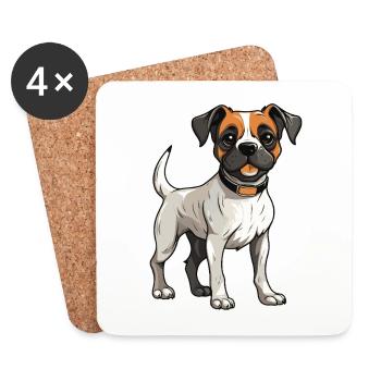 Französische Bulldogge Hund - Untersetzer (4er-Set) - Weiß - Vorne