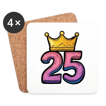 25 Zahl Krone - Untersetzer (4er-Set) - Weiß - Vorne