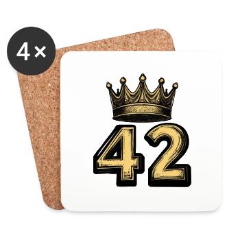 42 Zahl Krone - Untersetzer (4er-Set) - Weiß - Vorne