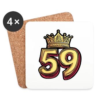 59 Nombre Couronne - Dessous de verre (lot de 4) - blanc - Devant