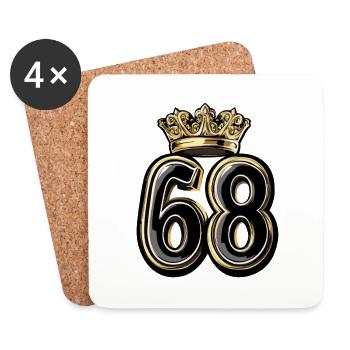 68 Nombre Couronne - Dessous de verre (lot de 4) - blanc - Devant