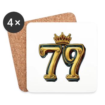 79 Nombre Couronne - Dessous de verre (lot de 4) - blanc - Devant