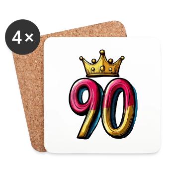 90 Zahl Krone - Untersetzer (4er-Set) - Weiß - Vorne