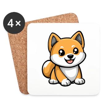 Akita Inu Chien Mignon - Dessous de verre (lot de 4) - blanc - Devant